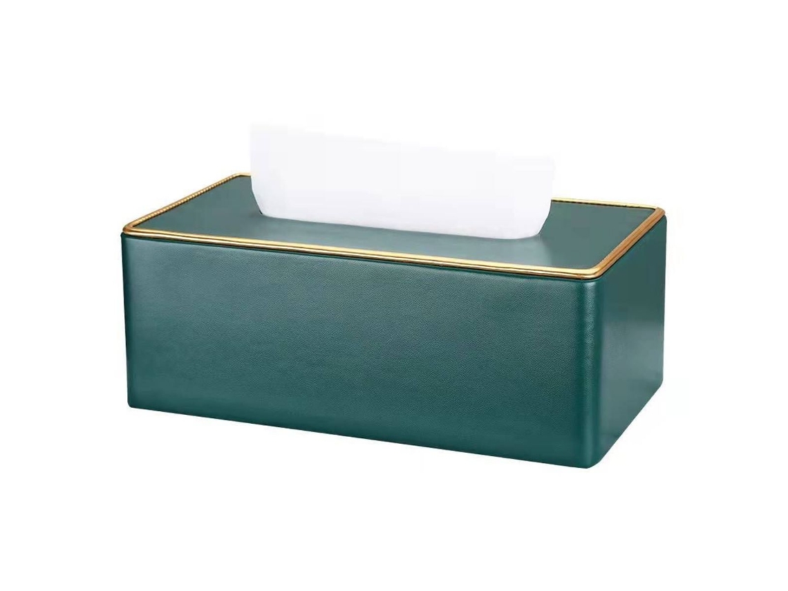 Caixa Retangular De Couro Para Guardanapos Aquaforge (verde Menta)