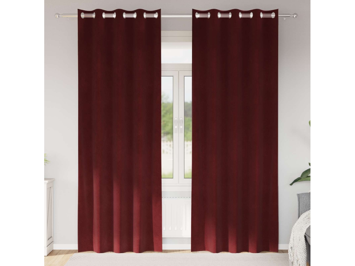 Vidaxl Cortinas Opacas 2 Unid. Vinho Vermelho 140 X 225 Cm Veludo