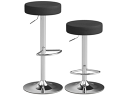 Conjunto de 2 banquetas de bar modernas, ajustáveis, em couro PU, espuma e metal, 38,5x38,5x62-84 cm, pretas E TOWN COMMERCE GMBH