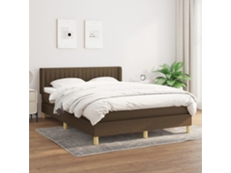 Vidaxl Cama Com Molas/colchão 140x200 Cm Tecido Castanho-escuro