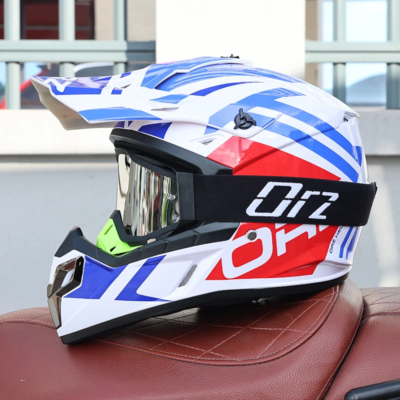 (m) Capacete De Motocross Com Viseira, Certificado Dot, Casco Em Abs, Resistente A Impactos.