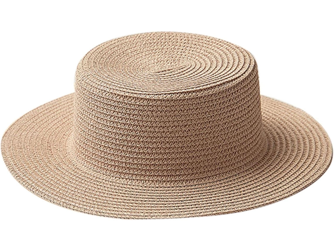 Chapéu De Palha Simples, Estilo Primavera, Para Uso Externo - Feminino - Dobrável, Cor Nude, Tamanho Único