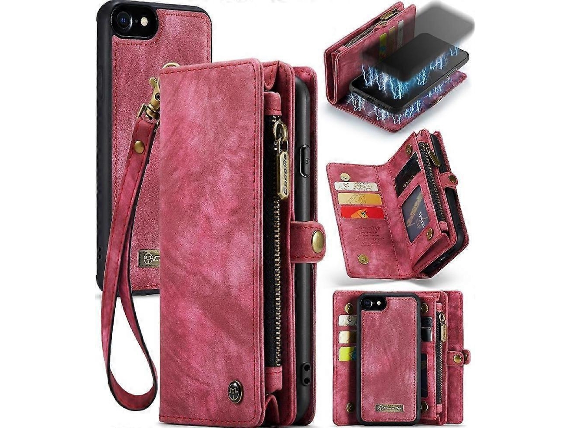 Capa Para Iphone 6/6s Com Zíper Magnético Forte, Feita À Mão Em Tpu Pc, Capa Tipo Carteira Com Três Dobras E Porta-cartões Removível