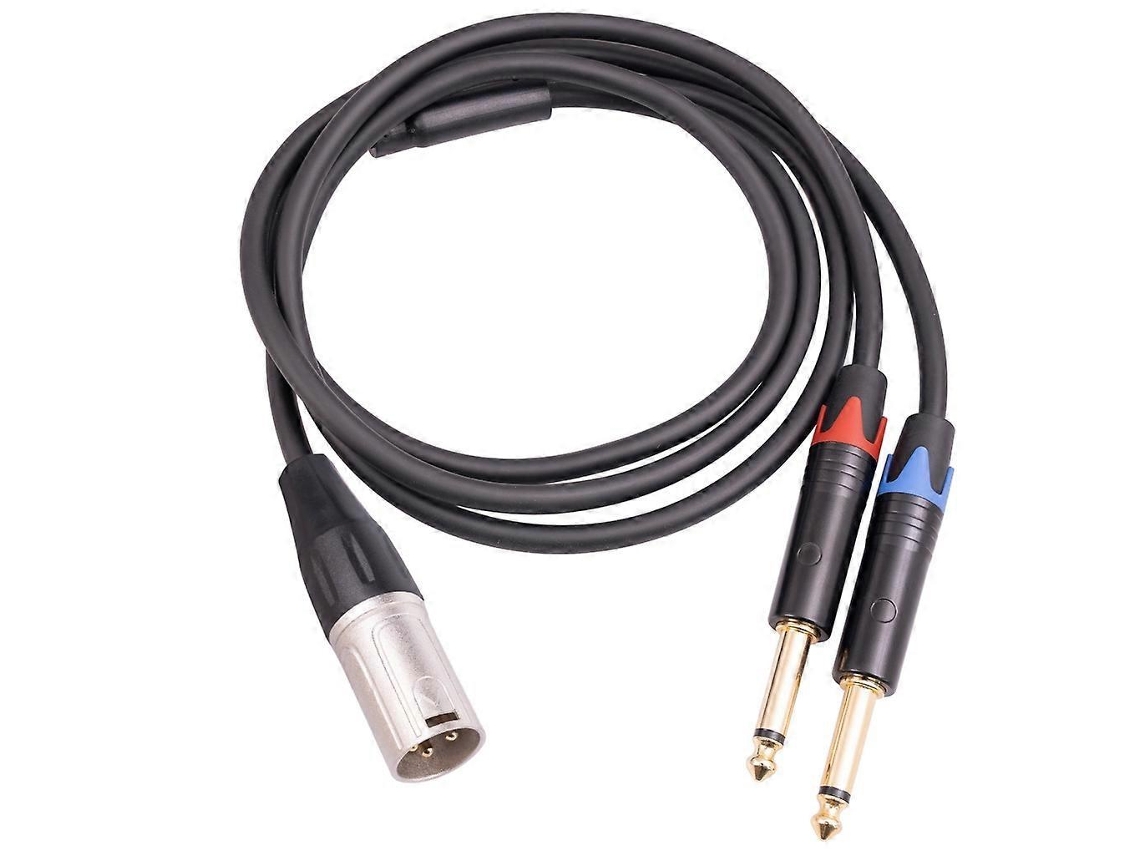 Cabo de áudio para microfone Slowmoose (1 x 3 pinos XLR macho para 2 x 6,35 mm Mono TS macho) 1 m