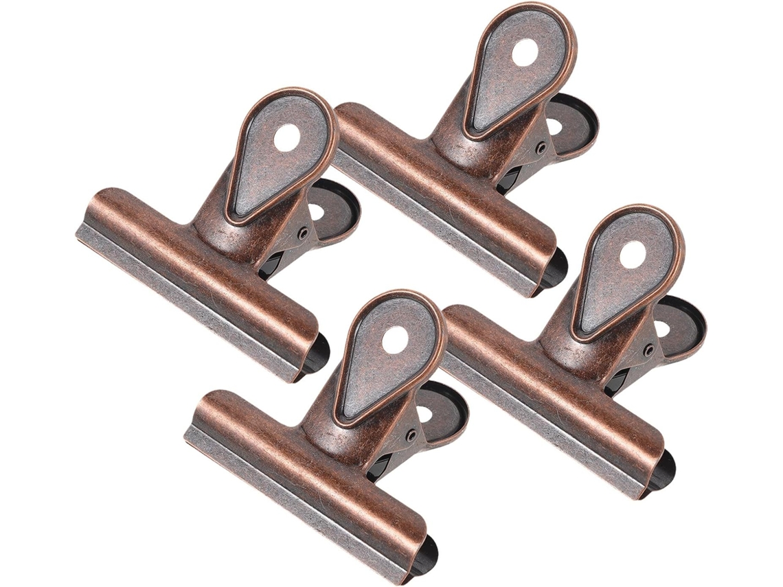 Clips de metal vintage Beauvorty Bulldog, 65 mm, conjunto de 4 clipes retrô para mesa e cozinha.