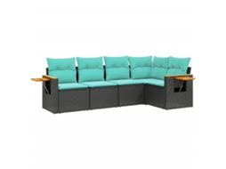 Conjunto de 5 Sofás P/ Jardim C/ Almofadões Vime Pe Preto MAISON EXCLUSIVE (5 pcs)