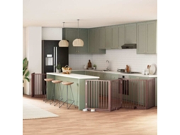Vidaxl Portão P/ Cães C/ Porta Dobrável 6 Painéis 480cm Álamo Castanho