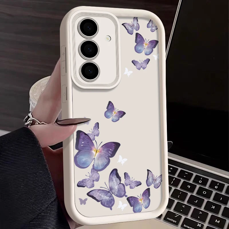 Capa Macia Com Estampa De Borboleta Para Celular Samsung Galaxy S23 (branca)