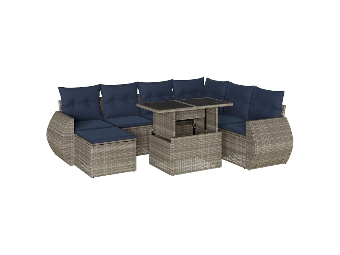 Conjunto de Sofá de Jardim, 8 Peças, Almofadas, Rattan Cinza MAISON EXCLUSIVE