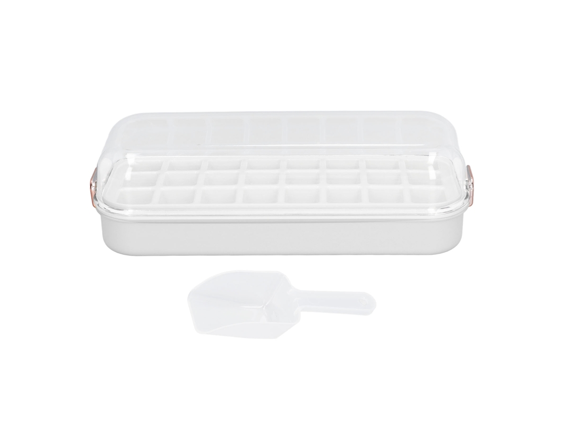 Bandeja de Cubos de Gelo com Recipiente 24 Grade Silicone Alimentar para Freezer Branco S/MARCA