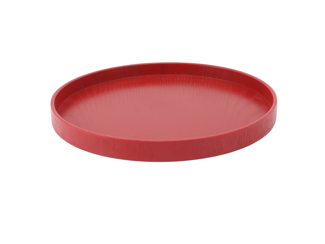 Eyf bandeja de Chá Redonda de Madeira Vinho Tinto 27cm Prato de Servir Chá Verde Casa Chá