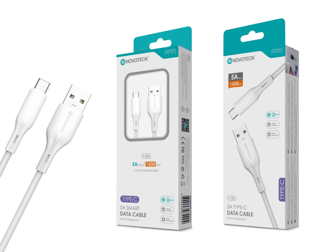 Cabo De Dados Fast Charge 5a Pvc Macaron Design Branco , Type C Usb , 1.5m