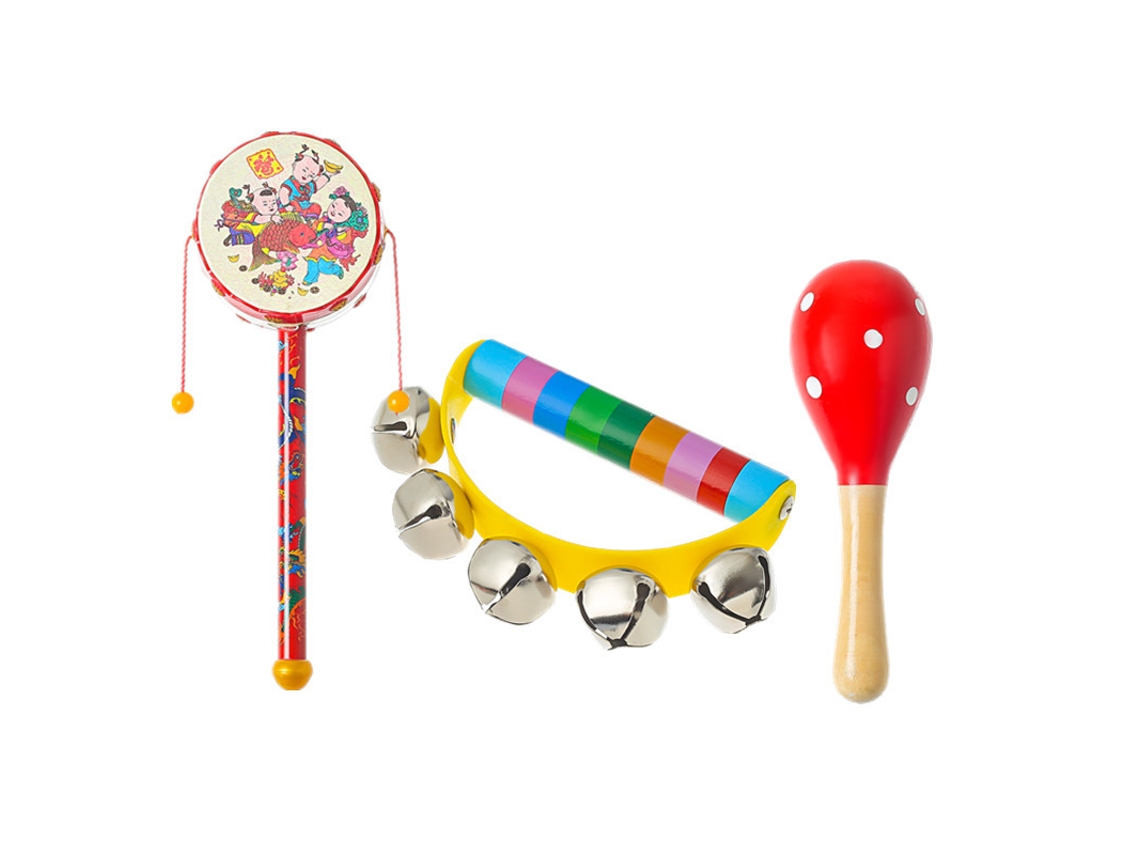 Conjunto de Chocalho de Madeira para Bebê3 Peças 6 12 Meses, Desenvolve a Pegada CZHHMART