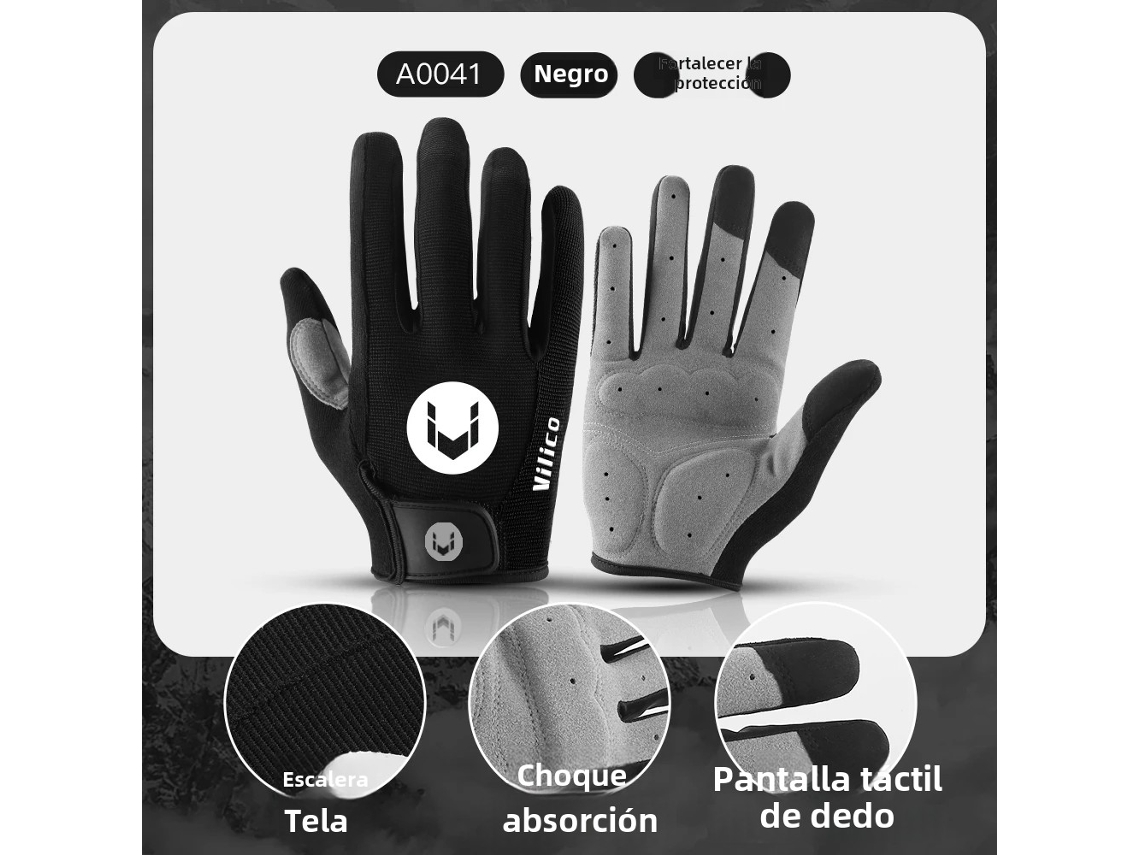 (preto M) Luvas De Ciclismo Longas Masculinas, Antiderrapantes, Resistentes Ao Desgaste, Com Absorção De Impacto E Respiráveis.