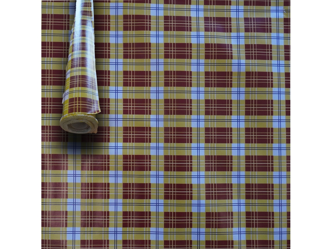 Rolo de 20 Metros H140Cm de Toalha de Mesa em Oleado de Pvc para Residências Festas Pizzarias Quadrados Amarelos TEYKOS