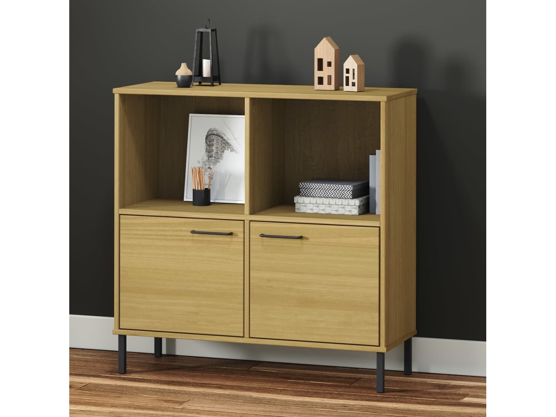 Vidaxl Estante C/ Pernas Metal 90x35x90,5 Cm Madeira Oslo Castanho