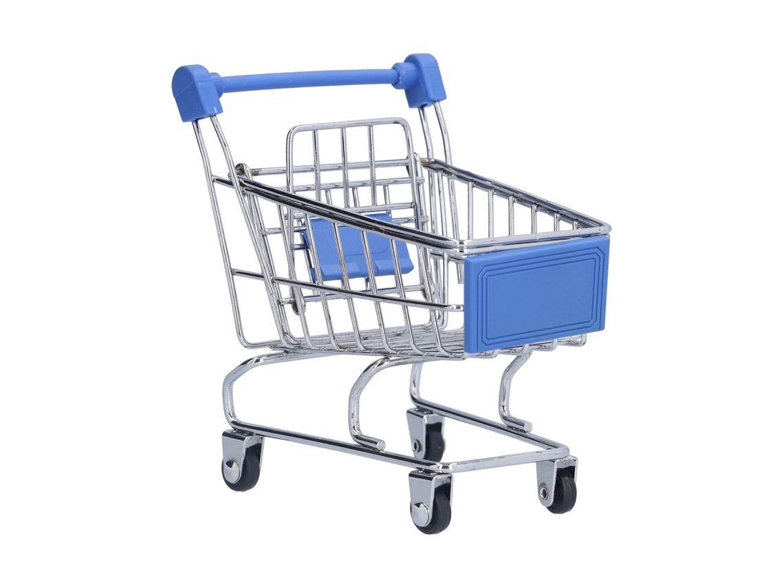 Carrinho De Supermercado Mini Azul Resistente Durável Para Casa Cozinha Escritório