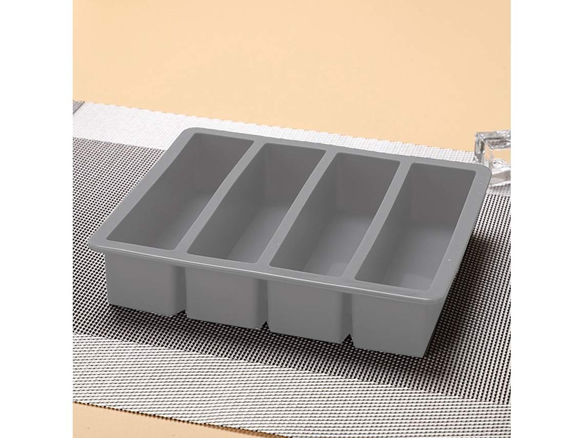 1 Unidade De Cubos Silicone Em Formato Quadrado Com 4 Grades Longas, Cor Cinza