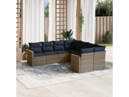 Vidaxl Conjunto De Sofá De Jardim Com 8 Peças E Almofadas Em Rattan Sintético Cinza
