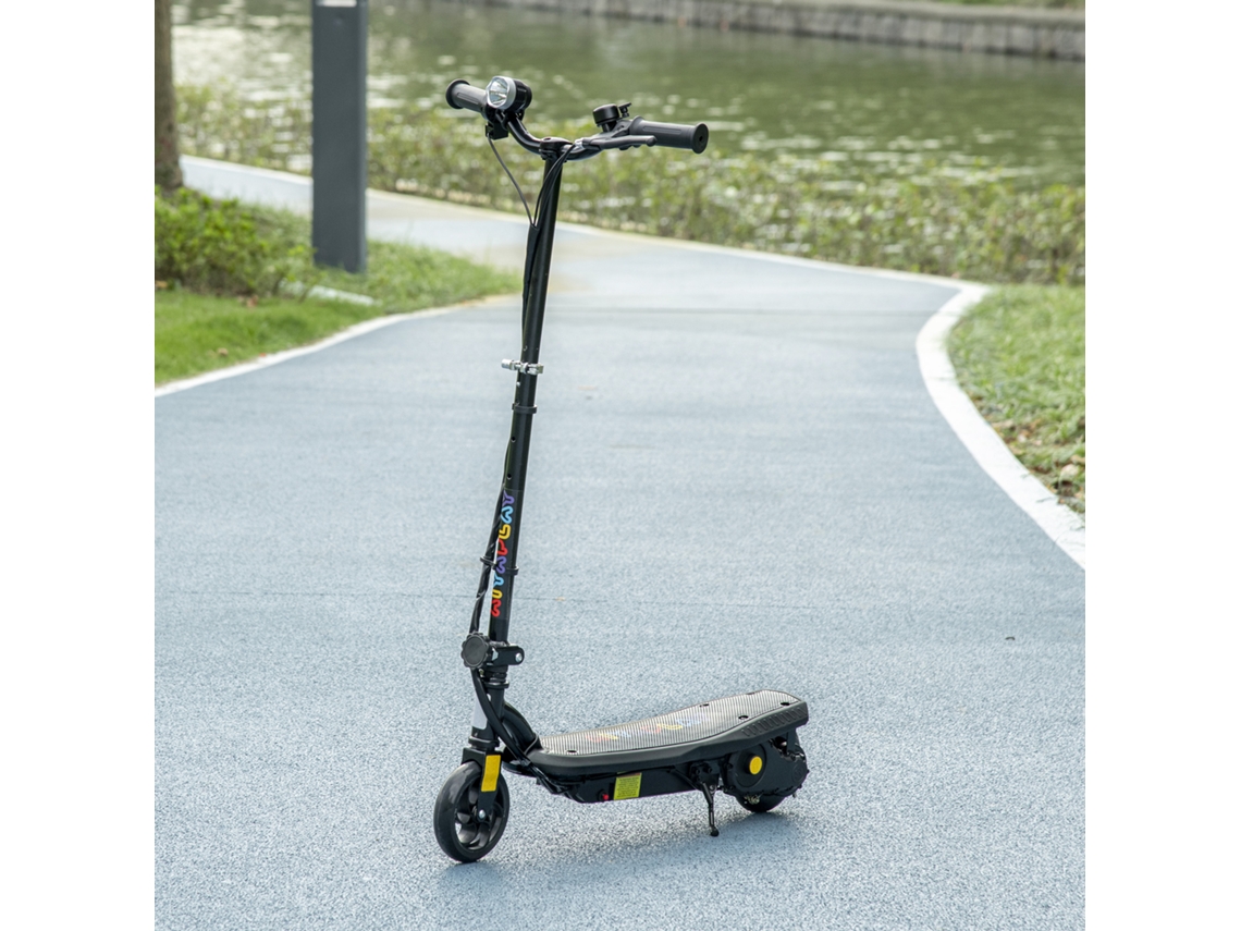 Patinete Elétrico Infantil Preto, Dobrável Com Farol De Led, Freio E Roda, Para Crianças De 7 A 14 Anos, Velocidade Máxima De 12 Km/h