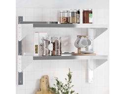 Vidaxl Estante Parede 2 Prateleiras 75x30x60 Cm Aço Inoxidável Prata