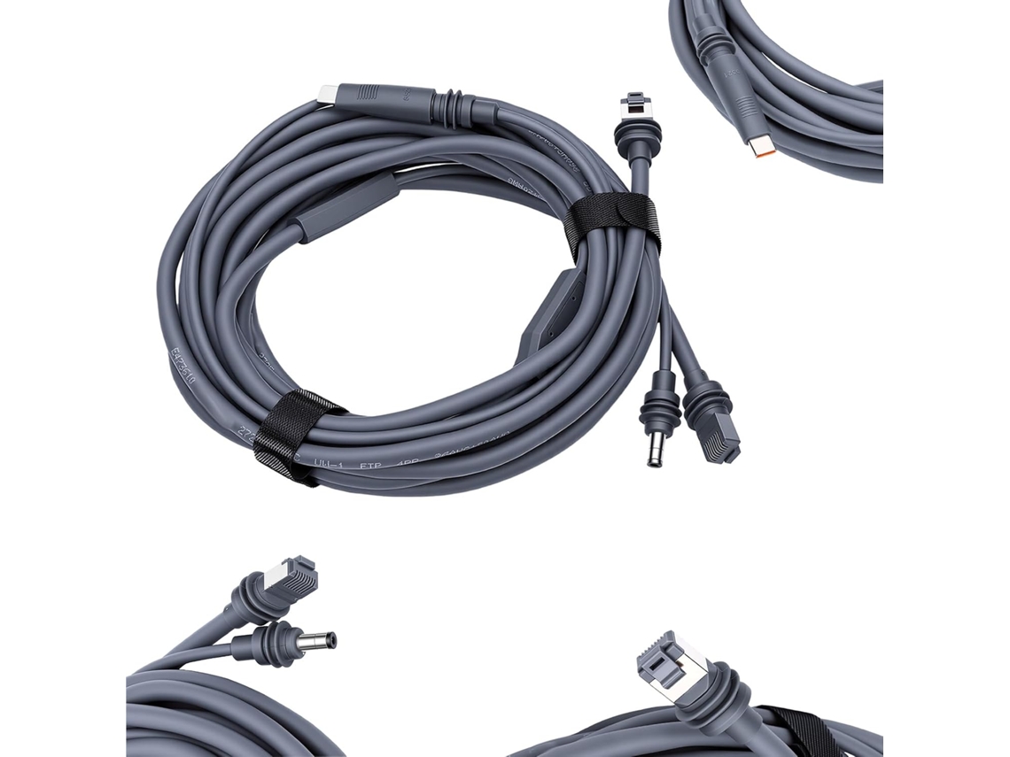 Cabo Ethernet 2 Em 1 Com Adaptador Dc Para Tipo C, Resistente À Água Ipx4