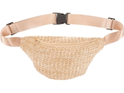 Bolsa De Palha Trançada Bege Claro Ciieeo Em Formato De Banana, Ideal Para O Verão, Com Alça De Ombro Prática Para Aniversários E Feriados.