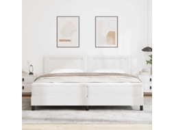 Vidaxl Cama Box Com Fitas Led Branco 200 X 200 Cm Couro Sintético