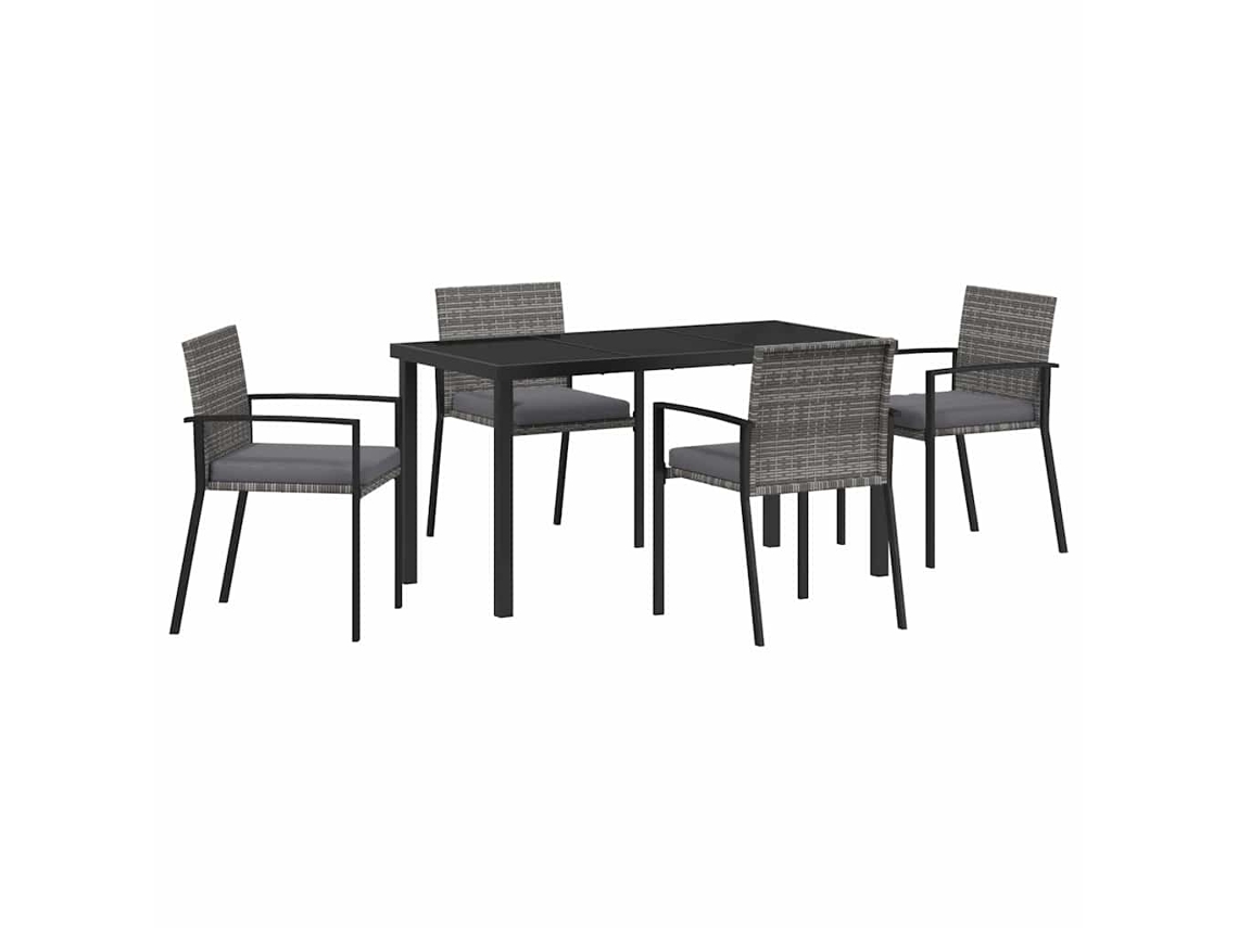 Conjunto de Jantar para Jardim 5 Pcs - Móveis de Jardim para Refeição Cinzeto Aço Revestido a Pó HARLANV1