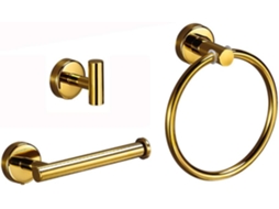 Conjunto De Acessórios Para Banheiro Em Dourado Brilhante, Aço Inoxidável 304, Com Barra De Toalha, Porta Papel