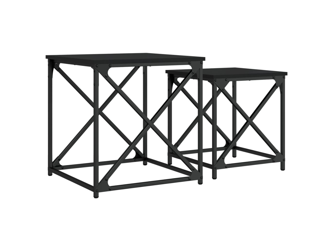 Conjunto de 2 Mesas de Centro Encastrar Derivados de Madeira Preto MAISON EXCLUSIVE