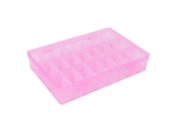 Caja De Armazenamento Para Arte De Unhas Com 24 Compartimentos Para Pedras Rhinestones E Pérolas Deco Rosa