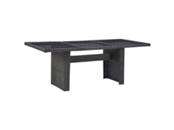 Mesa De Jantar Jardim 200x100x74 Cm Vidro E Vime Pe Preto DKD HOME DECOR
