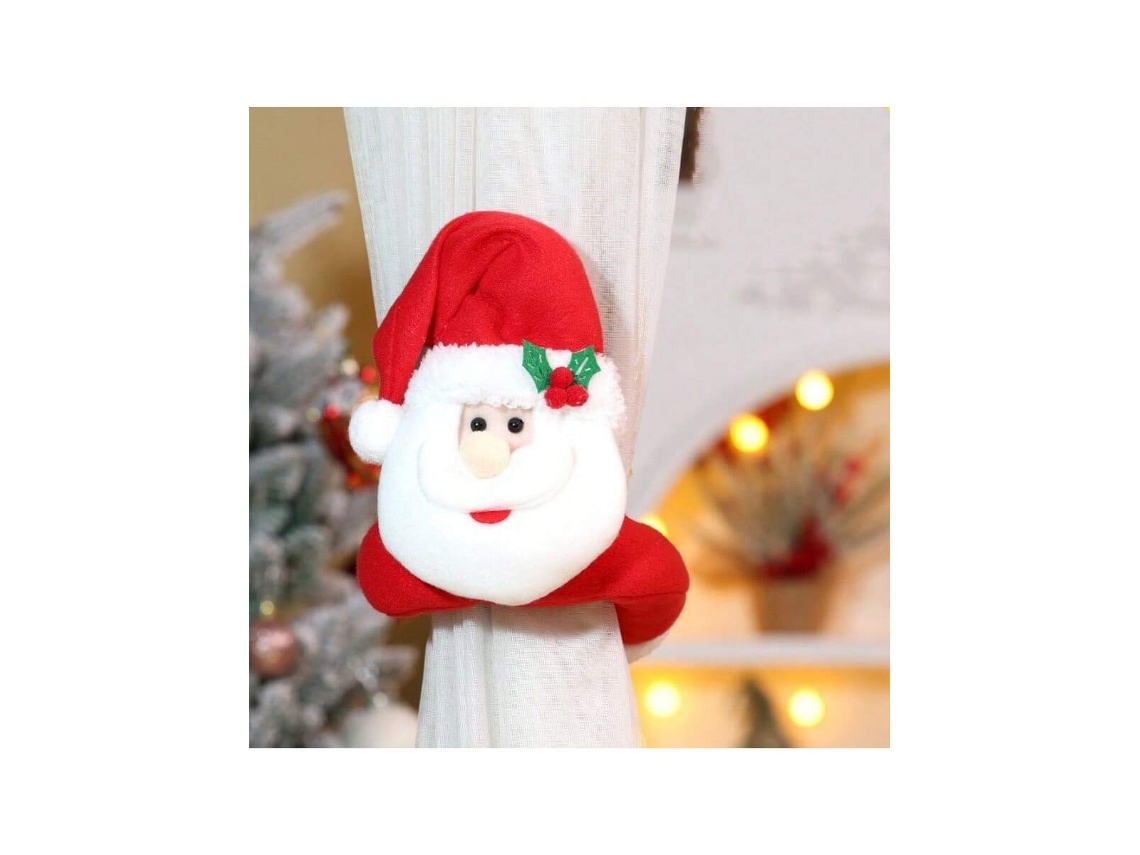 Fivela De Cortina De Natal, Papai Noel/boneco De Neve De Mão Dadas, Topo De Árvore Estrela, Decoração De Janela Igvtrade (1un)