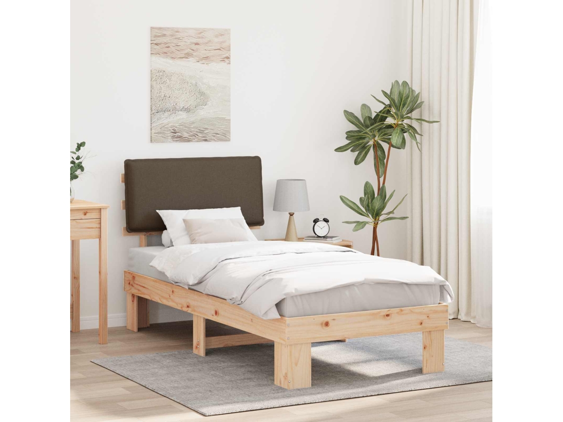 Vidaxl Estrutura De Cama Com Cabeceira Estofada Cinzento-acastanhado