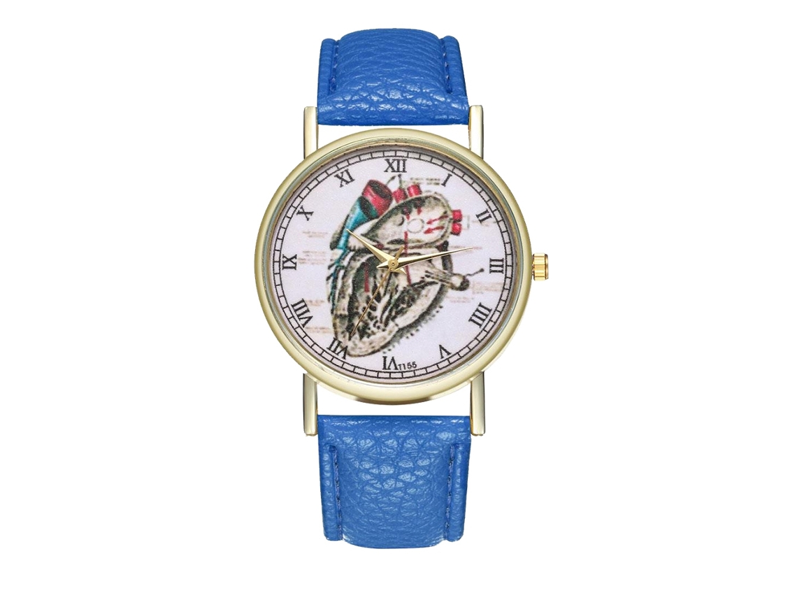 Reloj De Pulsera Unisex De Cuero Moda Para Hombre Y Mujer (azul)