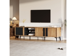 Móvel Rústico Castanho BTFORUS para TV 180 cm, Painel TV com Porta Aberta e Nicho para Televisores Até 80 Polegadas