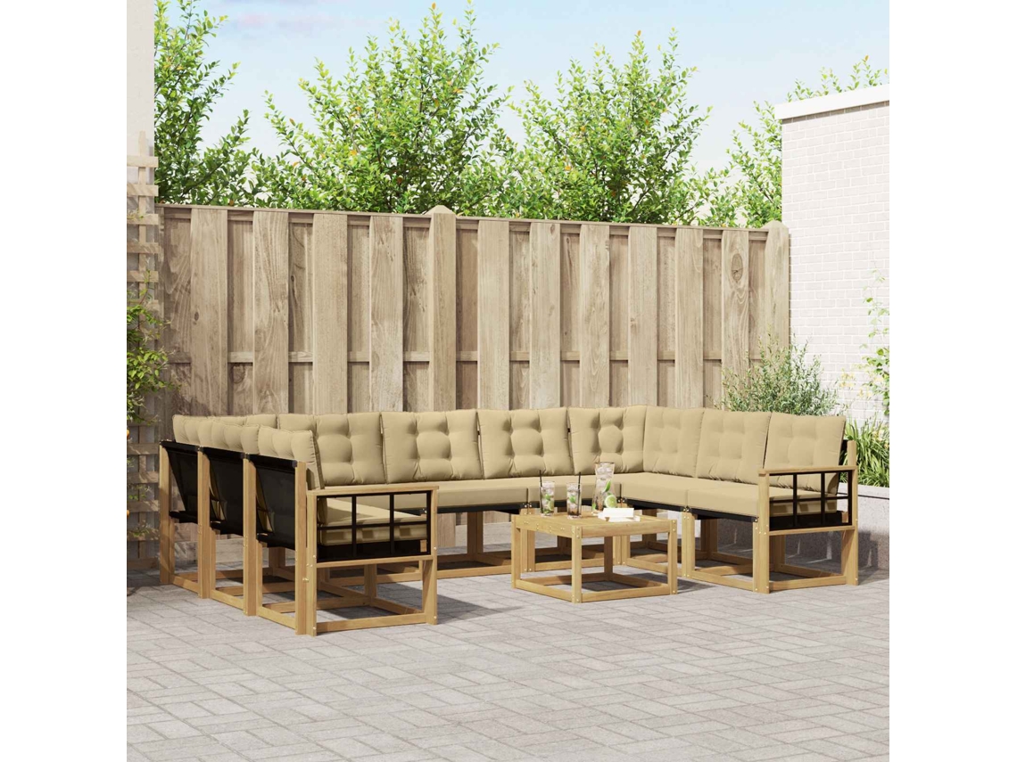 Vidaxl Conjunto De Sofás Para Exterior 10 Unid. Branco E Bege