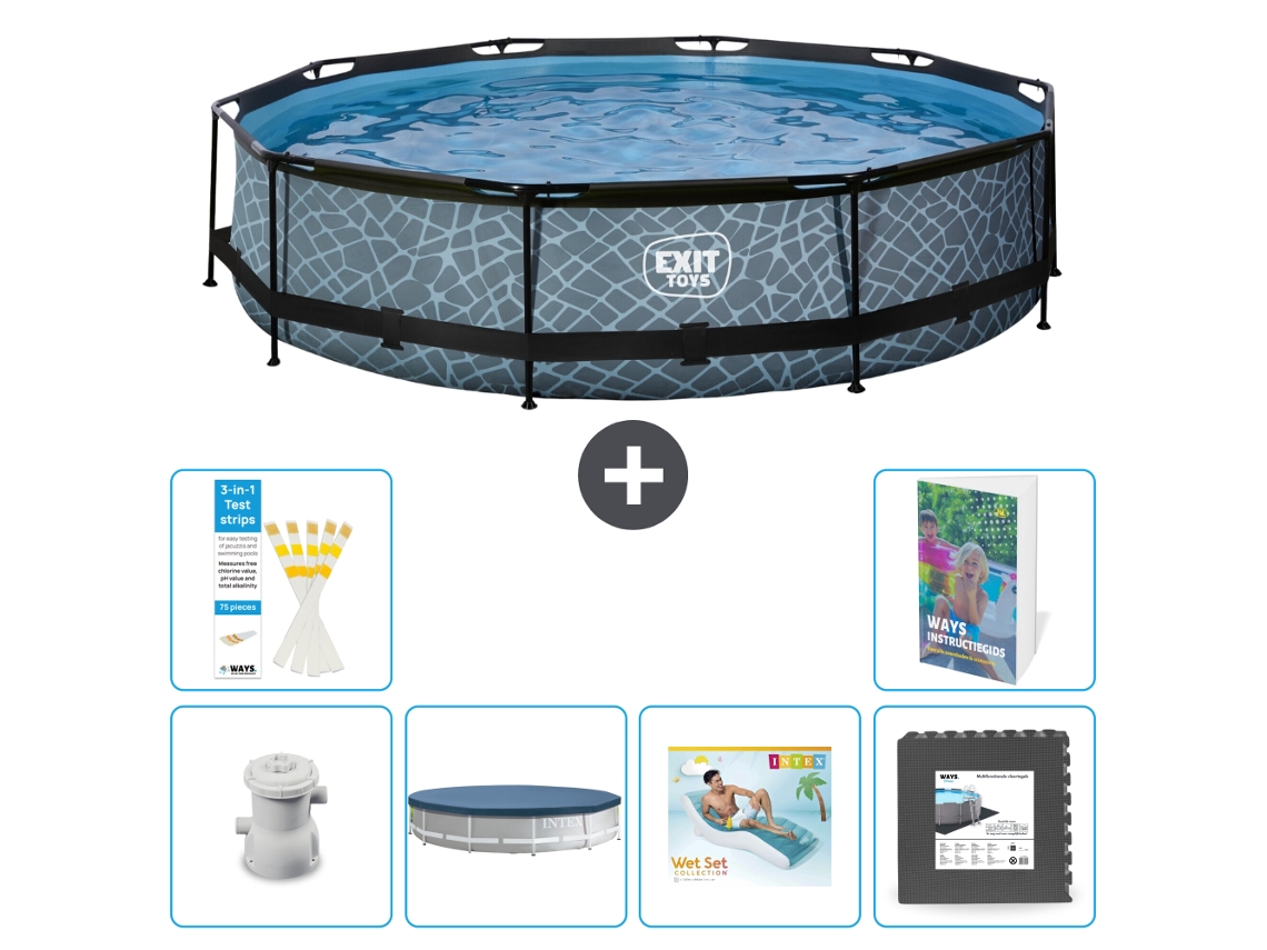 Exit-toys Piscina Exit Redonda - Efeito Pedra - 360x76 Cm - 7-peças S223