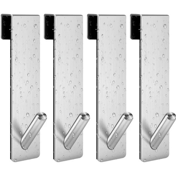 Conjunto de 4 Ganchos para Porta Box Chuveiro, Ideais para Fixar na Parte de Trás da Porta Vidro BRILVIBERA