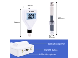 Medidor de pH digital portátil multifuncional para pele, solo e alimentos com sonda intercambiável.