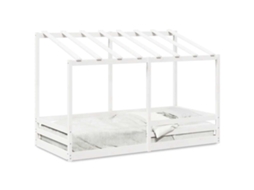 Cama Infantil com Telhado Pinho Maciço Branco MAISON EXCLUSIVE 90x200 cm