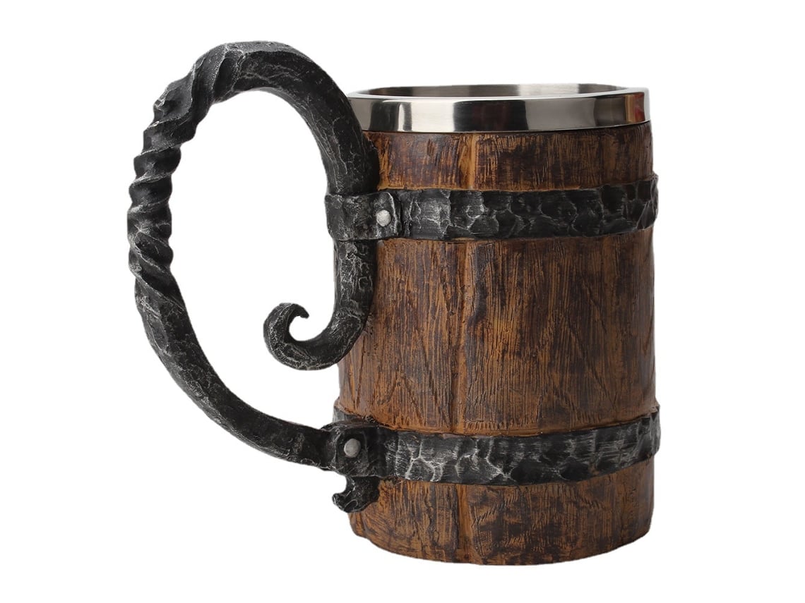 Copo de Cerveja Duplo Simulation Barrel 550ml Inox Resina Personalizado para Escritório