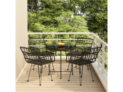 Pcs Conjunto De Jantar P/ Jardim Vime Pe Preto Dkd Home Decor