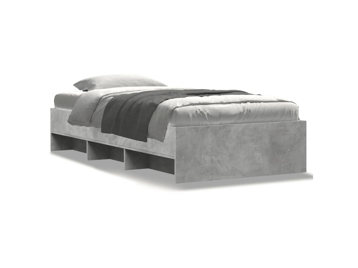 Bed Frame, Bed Frames Vidaxl Cinzeto Madeira Processada (75 X 190 Cm)