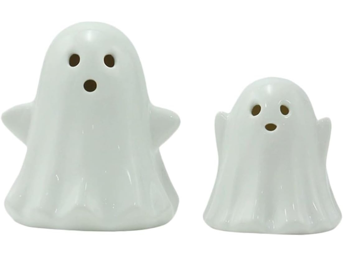 Abajur de Cabeceira em Cerâmica com 2 Fantasmas, Decoração de Halloween, Estatueta de Fantasma Fofa. SFUSHOS