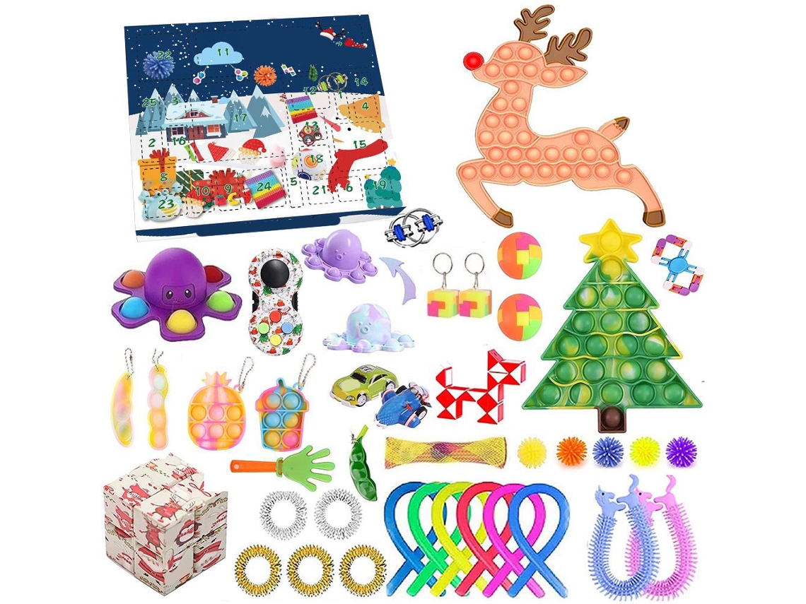 Calendário de Advento Natal 39pcs Brinquedos de Bolhas para Aliviar Estresse Blind Box para Crianças Adultos | S/MARCA