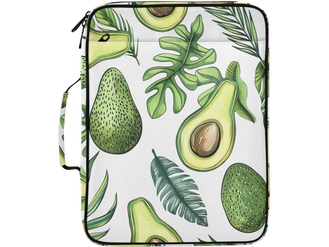 Pasta Expansível Verde Em Formato De Folha Palmeira Abacate Com Fichário Removível 3 Argolas, Bolsa Organizadora