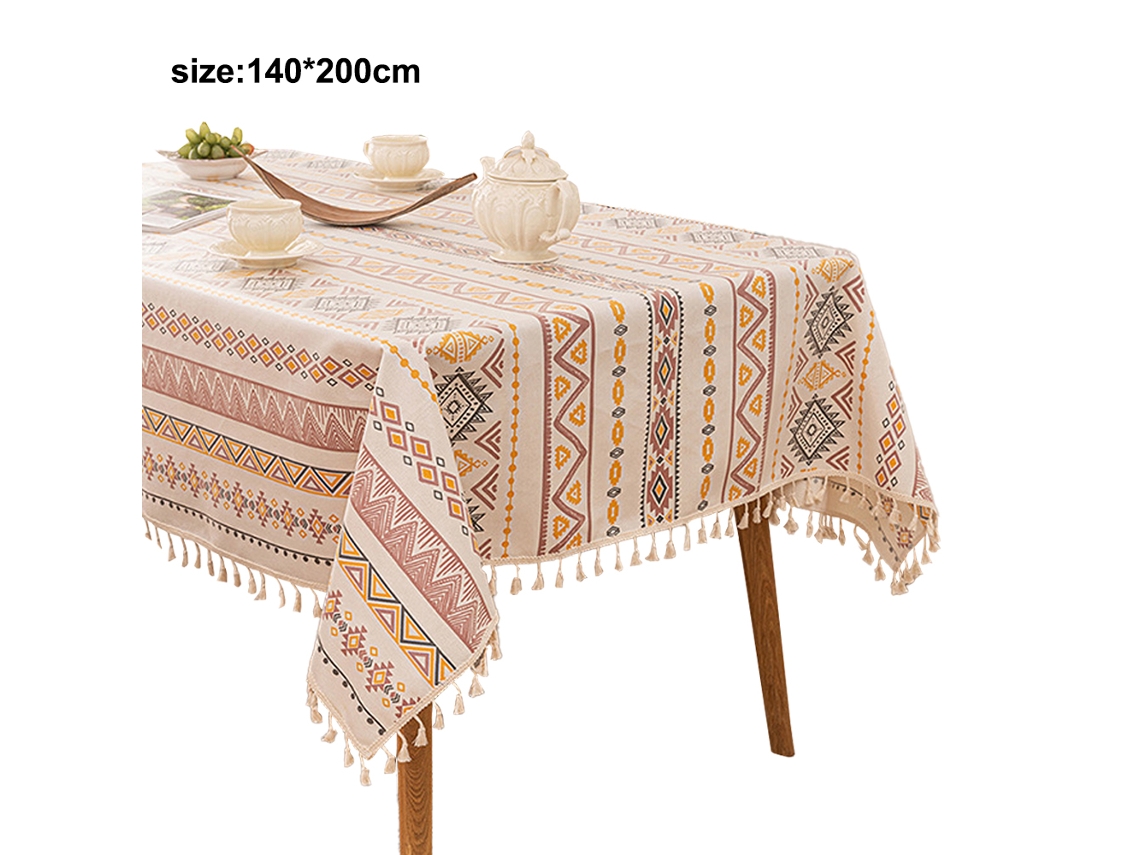 Toalha de Mesa Retangular de Borla de Arte de Pano Livre para Lavar para Jantar e Homestay À Prova D'Água e Estilo À Prova de Óleo2