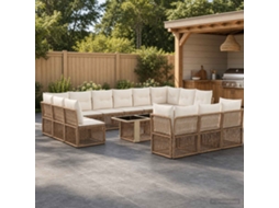Vidaxl Conjunto De Sofá De Jardim 14 Unid. Bege Vime Pe